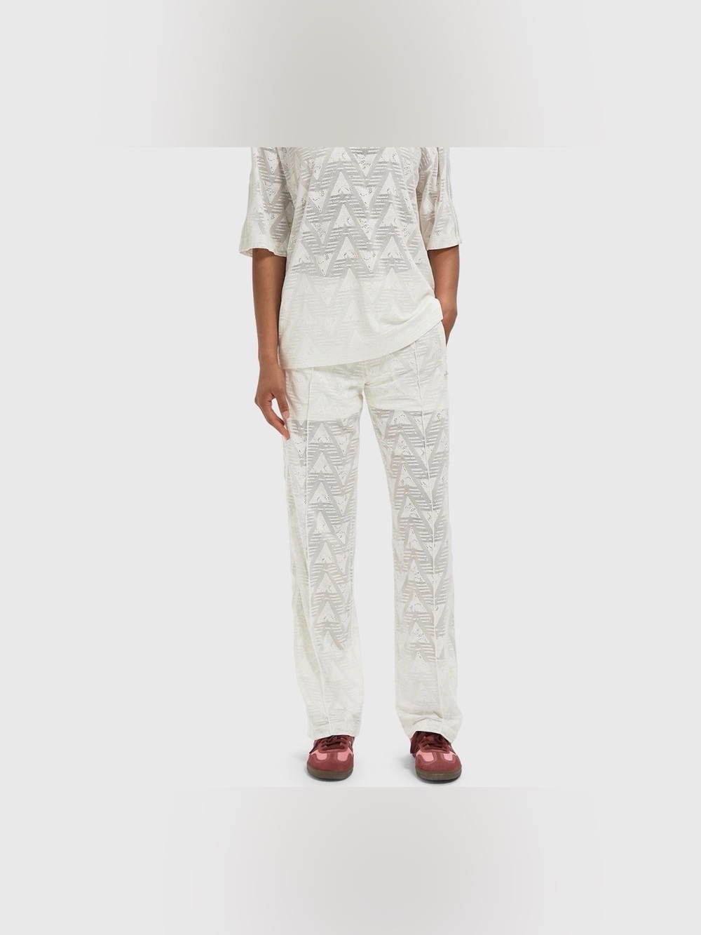 adidas Women's white Lace-Effect Lounge Pants